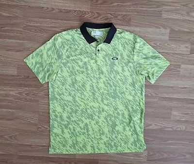 OAKLEY Lime Striped Polo Shirt Men L (23  Pit To Pit  29  Length) FREE SHIPPING • $9.95