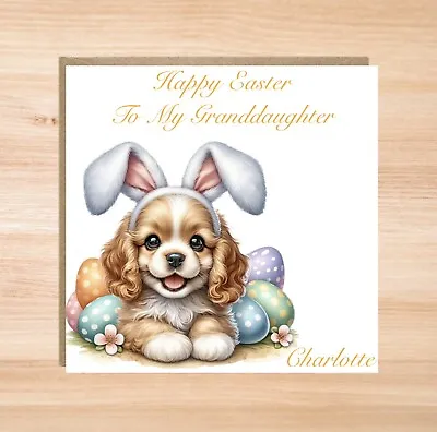 Cocker Spaniel Dog Personalised Easter Card - Easter Puppy Card - Easter Card • £2.50