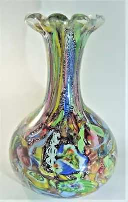 Murano AVEM 'Byzantino' (Tutti Frutti)(End Of Day) Ruby Glass Vase 10 H Rare! • $277