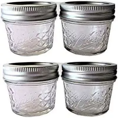 $21.29 • Buy 4oz Quilted Mason Jars With Lids & Bands For Jams Jelly Sauce, 4 Pack