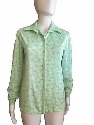 Vintage Graff Californiawear Green Floral Blouse • $2