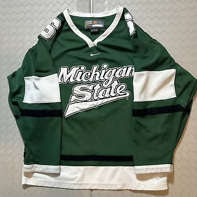 Vintage Michigan State Spartans Nike Bauer Green Hockey Jersey Size M / Medium • $129.95