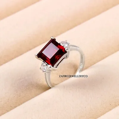 Red Ruby Ring July Birthstone 925 Sterling Silver Vintage Ring Lab Created Ruby • $88.95