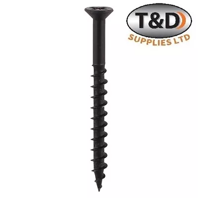 £4.30 • Buy 45mm BLACK COARSE THREAD POZI CARCASS MDF CHIPBOARD WOOD SCREWS SHARPE