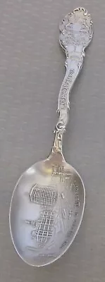 Shepard Sterling Silver Souvenir Spoon THE HEART OF DETROIT MICHIGAN Scenic Bowl • $39.95