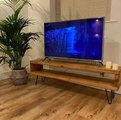 Hairpin Legs TV Stand/TV Unit/Solid Rustic Handmade TV Stand/Entertainment Stand • £94.99