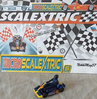 Micro Scalextric Go Super Kart Blue #1 12v 1:64 Scale Hornby GBC01 PreLoved Gift • £19.95