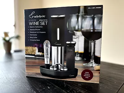 Rabbit 8 Piece Electric Wine Opener Set Corkscrew Aerator Stoppers Foil Cutter + • $25