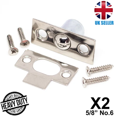 £3.95 • Buy 2x Silver MORTICE BALES CATCH 5/8  Door/Cupboard/Cabinet Roller Ball Latch Lock