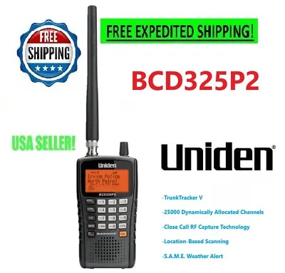 Uniden Police Scanner BCD325P2 Digital Radio Handheld Mobile Trunking Antenna   • $449.99