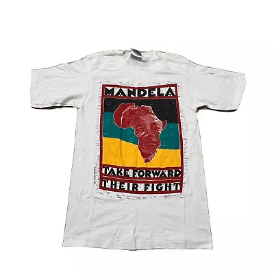 Vintage 80s 90s Nelson Mandela T Shirt Mens S Single Stitch Rare • $60