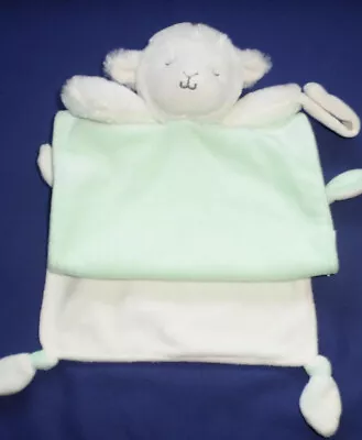 Carters OS White Lamb Mint Green Security Blanket Rattle Pacifier Holder • $16.90