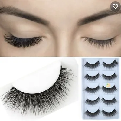 False Eyelashes 5 Pairs Set 3D Long Thick Soft Fake Eye Lashes Mink Extension  • £2.98