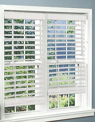 28 In. W X 36 In. L X 2 In. D Corded White Faux Wood Plantation Blind • $39.99