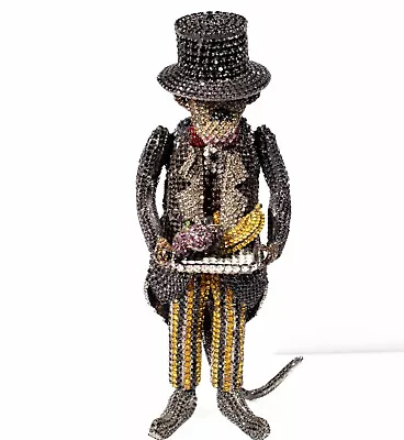 Large 9  Bettina Von Walhof Rhinestone Monkey Butler Figurine HAND MADE  MARKED  • $989