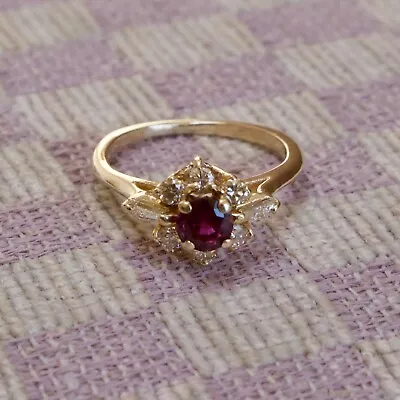 £585.32 • Buy ESTATE 14K YELLOW GOLD .85ct  DIAMOND & RUBY RING (size Five)