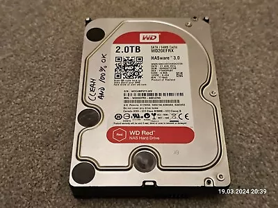 Western Digital Red WD20EFRX 2TB 3.5  5.4K NASware SATA III NAS Hard Drive • £1