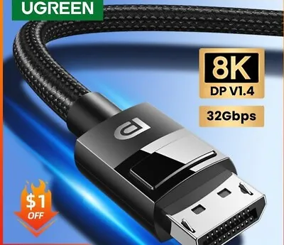 Ugreen Displayport Cable 8k Dp1.4 4k144hz Video Audio Cable For Xiaomi Tv Box Pc • $34.25