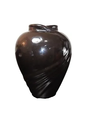 Vintage 1997 Haeger Black Swirl Ceramic Vase Mid Century Art Deco MCM Retro • $30