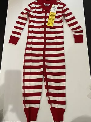 HANNA ANDERSSON Boy Girl Size 85 2T Red Stripe Christmas Baby Zip Pajamas • $21.50