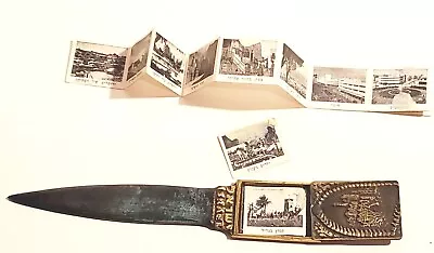 Vintage Israeli Metal Letter Opener  Nordia With Mini Israel Scene Postcards • $19.99