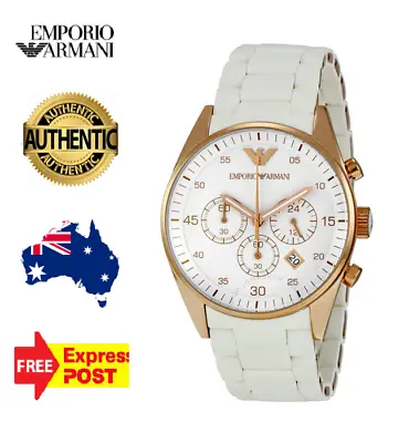 New Emporio Armani Sportivo Ar5919 White/rose Gold/white Silicone Mens Watch • $239.99