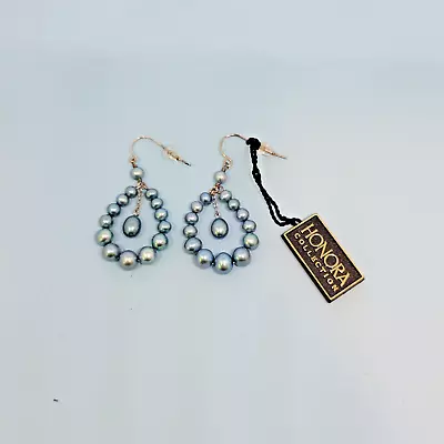 New QVC Honora Sterling Silver Graduated Teal Pearl Drop Dangle Earrings ~ 1.75  • £30.85