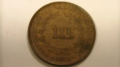 $89 • Buy 1875 3 Reis Portugal Portuguese Antique Copper Coin Luis I