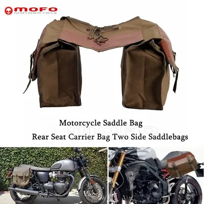 Canvas Panniers Saddle Bags 35-40L For Harley Honda DR650 XL1600R VN500 Iron 833 • $32.73