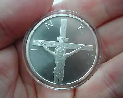 2023 Jesus Christ Crucifixion INRI Silver Shield 1oz .999 Silver Round. • £32.99