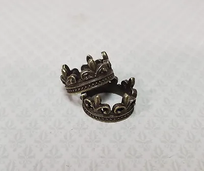 Tiny Crowns Bronze Metal Set Of 2 Miniatures Jewelry Model Making Dollhouse • $3.99