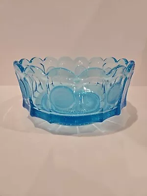 Beautiful Vintage Fostoria Blue Coin Glass Bowl Round  • $23