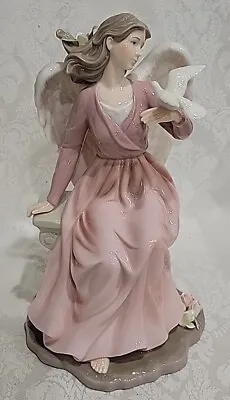 Vintage Collectible Large Porcelain Angel Figure Holding Dove O' Well China Mint • $29.99