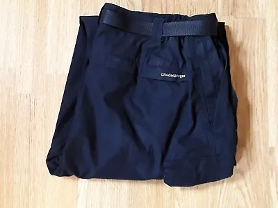 Craghoppers Solardry Black Mens Hiking Belted Trousers 36x25 • £20