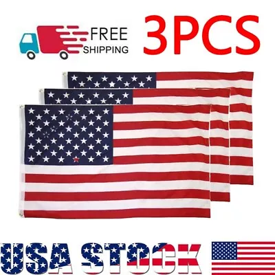 3x5 Ft American Flag W/ Grommets - United States Flags - US America - 3 Pack USA • $20.05