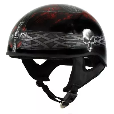 Hot Leathers HLD1008 Black 'Celtic Cross' Motorcycle DOT Approved Skull Cap Half • $79.99