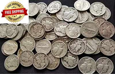 1916 To 1945 PDS Mercury Dimes Set Of Coins 90% Silver Some With Mintmarks Rim ✅ • $69.87
