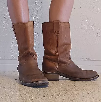 Laredo Western Cowboy Boots Leather USA Brown Men's Size 8.5 D Vintage Distress • $10