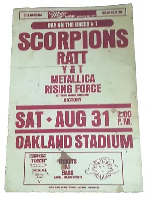 Mettalica Bill Graham Presents Day On The Green Oakland Stadium Poster  1985 • $899.99