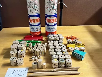 Vintage Set Of Two (2) Tinkertoy No. 136 Tubes Plus Extra Pieces • $29.95