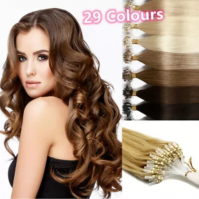 Micro Link Hair Extensions Human Hair Micro Ring Beads Loop Link Russian Hair 9A • $33