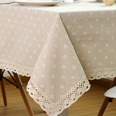 $10.44 • Buy Rectangle Square Tablecloth Table Cover Flower Pattern Dining Table Cloth W/Lace