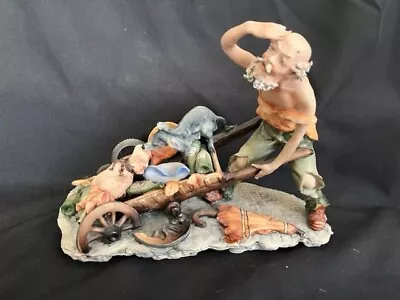 Rare Vtg  Old Man With Broken Wheelbarrow  Visconti Mollica Capodimonte Napoli • $350