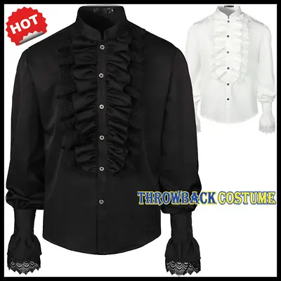 Mens Pirate Shirt Vampire Renaissance Medieval Victorian Steampunk Gothic Tops • $29.69