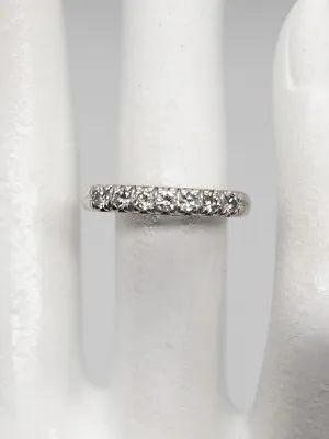 Vintage Signed 1949 7 Stone .75ct VS G Diamond Platinum Wedding Band Ring • $750