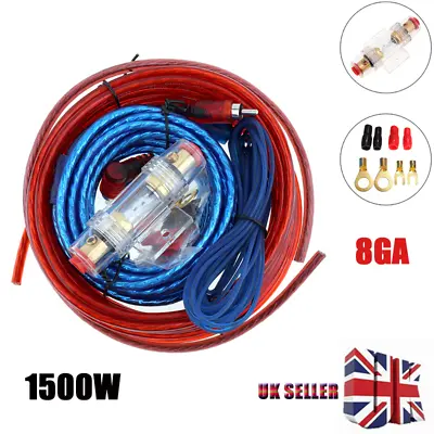 UK 1500W Car Power Amplifier Wiring Kit Audio Subwoofer AMP RCA Power Cable FUSE • £6.37