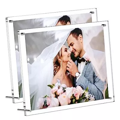 8.5x11 Acrylic Picture Frames 2 Pack Clear Desk Picture Frames With Stand Mod... • $48.79