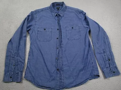 J Crew Shirt Mens Large Blue Slim Fit Preppy Casual Pockets Long Sleeve • $17.97