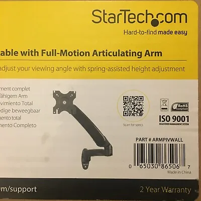 StarTech Single-Monitor Wall Mount Arm W/ Height Adjustment - 30  Monitors • $89.99