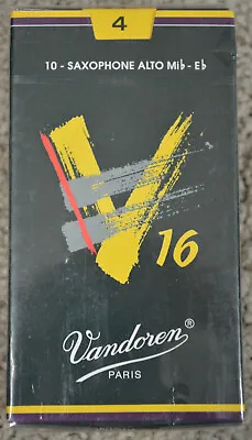 New Sealed Box Of Vandoren V16 Alto Sax Reeds Strength #4 Item #SR704 • $22